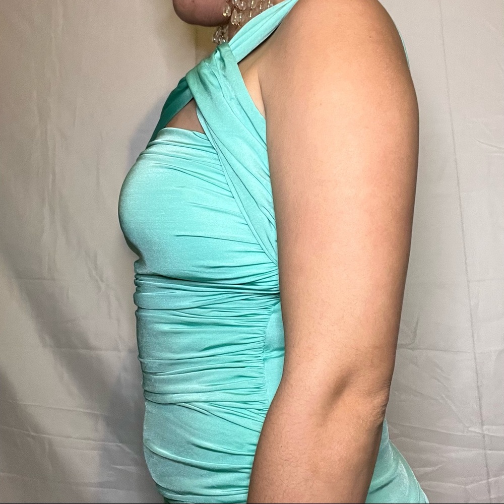 Aqua One Shoulder Top View 2